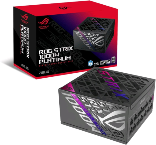 ASUS ROG STRIX 1000P GAMING ALIMENTATORE 1.000 W MODULARE 80 PLUS PLATINUM PCle Gen 5.0 ATX 3.1 VENTOLA CON DOPPIO CUSCINETTO A SFERA NERO